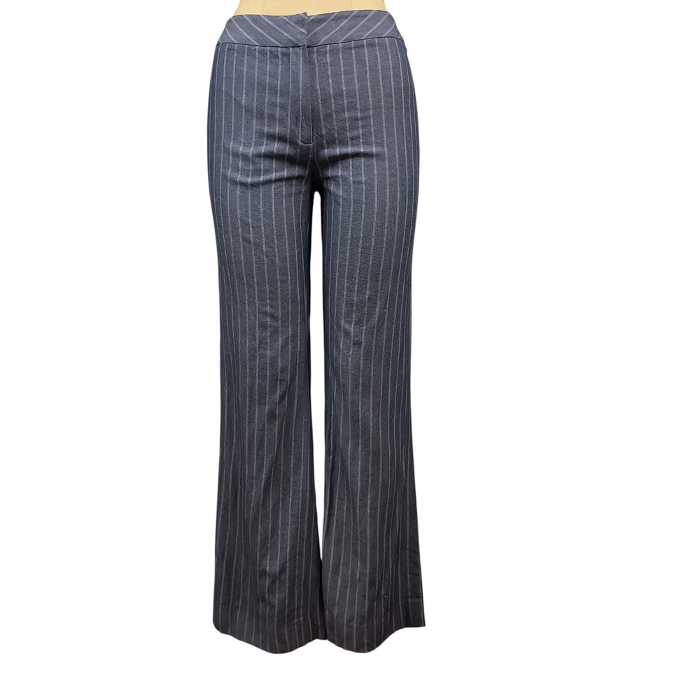 Anne Klein Navy Pinstripe Wide Leg Dress Pants Professional Career Trousers Sz 8
